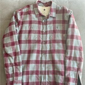 Mens Element Flannel Fleece Lined Button Down Jacket Size L